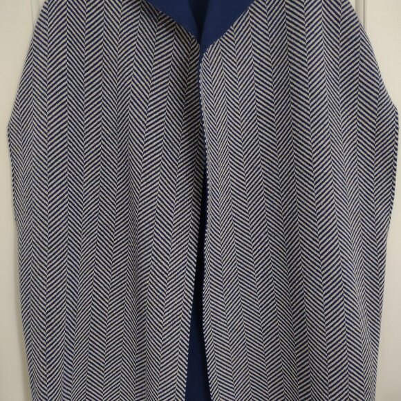 The Fold London Navy Blue & Tan Cardigan Jacket
